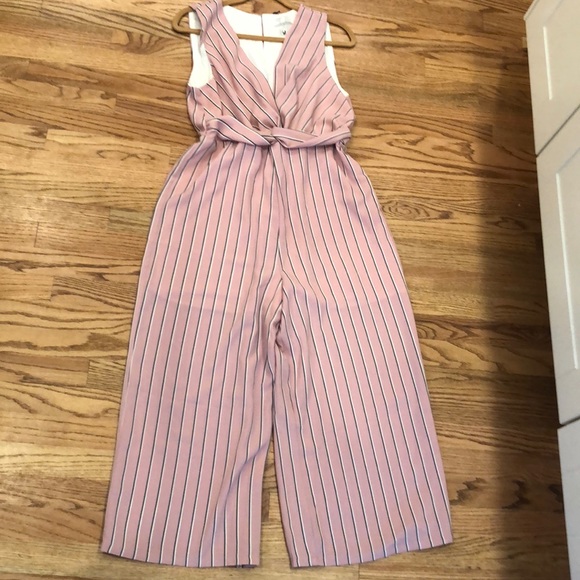 june & hudson Pants - Pinstriped pink jumpsuit